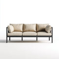 Divani da esterno in metallo e tessuto 200x78x80 cm per giardino - beige-nero - stile moderno