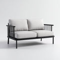 Divani da esterno in metallo e tessuto 150x76x78 cm - nero-grigio chiaro per giardino - design moderno lineare