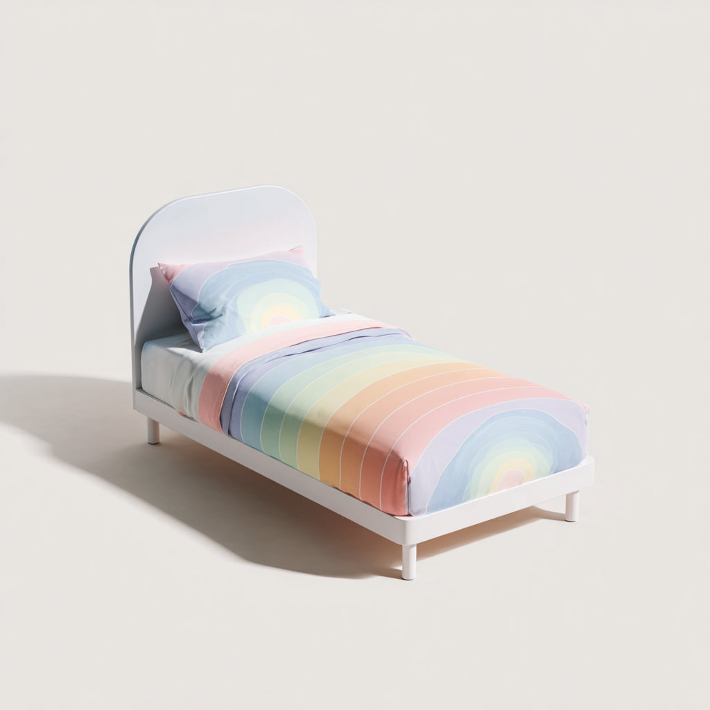 Letto per bambini in legno bianco-multicolore 198x98x102 cm - per camera da letto - design moderno minimalista