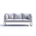 Divani da esterno in metallo e tessuto 200x75x78 cm per giardino - grigio chiaro-bianco - stile moderno