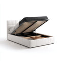 Letto matrimoniale contenitore in similpelle 215x175x100 cm per camera da letto - bianco - stile moderno