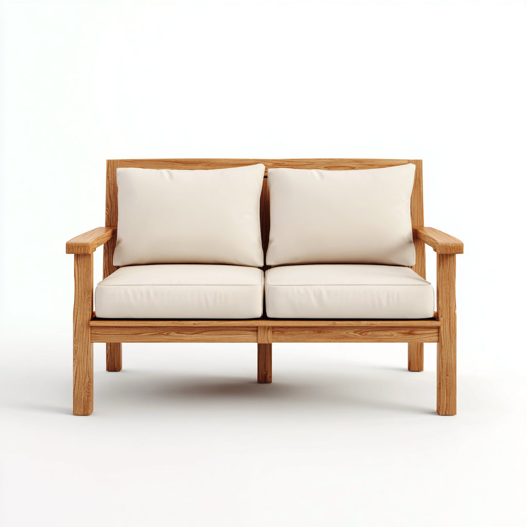 Divani da esterno in legno 140x76x78 cm per giardino - beige-marrone chiaro - design compatto a due posti