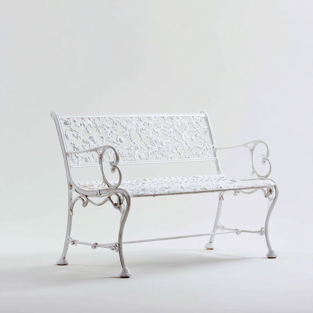Panca da giardino in metallo bianco 122x58x92 cm - per giardino - design decorativo romantico