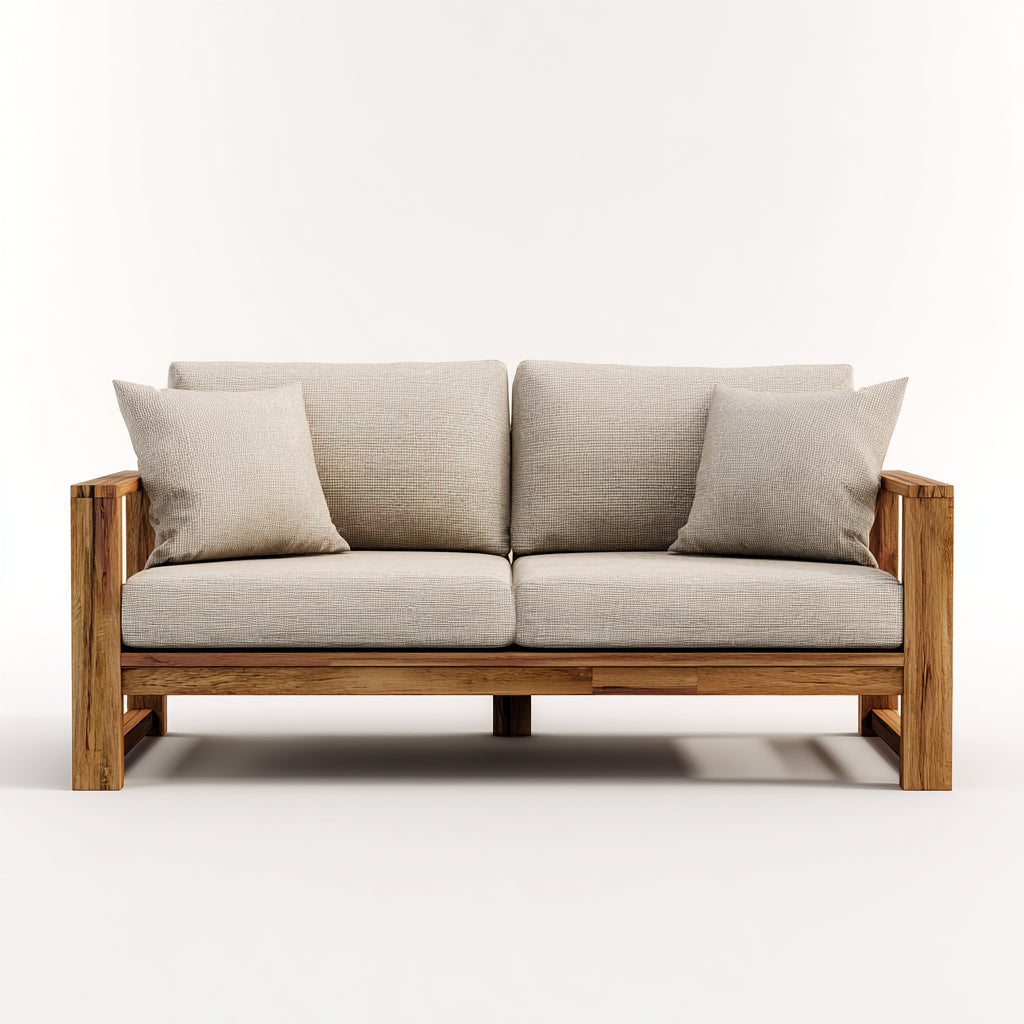 Divani da esterno in legno e tessuto 165x75x78 cm per giardino - beige-marrone - stile moderno