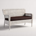 Divani da esterno in rattan e tessuto 155x70x82 cm per giardino - bianco-marrone scuro - stile naturale