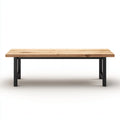 Panca da giardino in legno naturale e metallo nero 160x38x45 cm - per giardino - design industriale contemporaneo