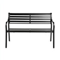 Panca da giardino in metallo nero 128x62x88 cm - per giardino - design moderno lineare