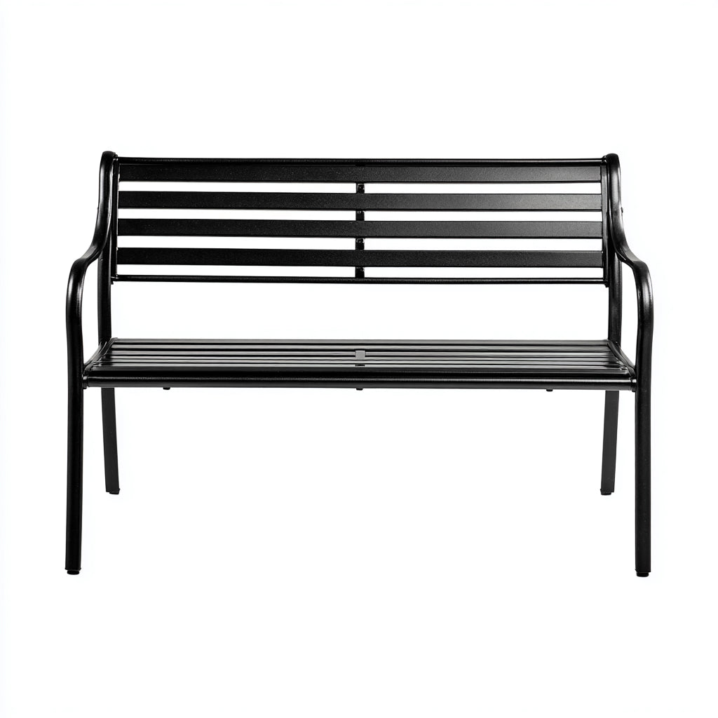 Panca da giardino in metallo nero 128x62x88 cm - per giardino - design moderno lineare