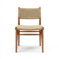 Sedie da giardino in legno e corda intrecciata 52x54x82 cm per giardino - beige - design naturale
