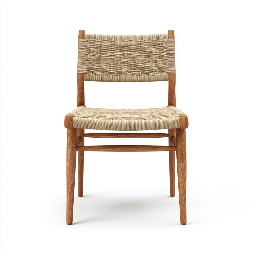 Sedie da giardino in legno e corda intrecciata 52x54x82 cm per giardino - beige - design naturale