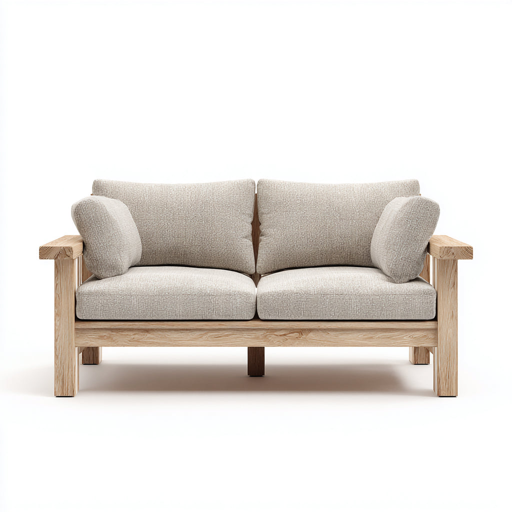 Divani da esterno in legno 155x76x77 cm per giardino - beige-marrone chiaro - design moderno a due posti