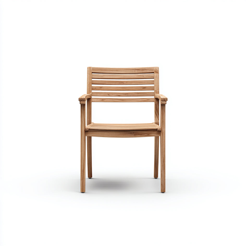 Sedie da giardino in legno con braccioli 55x57x86 cm per giardino - marrone chiaro - design a doghe naturale