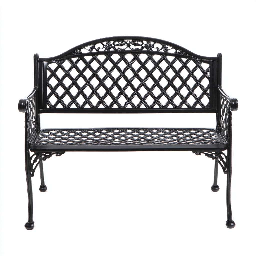 Panca da giardino in metallo nero 125x60x90 cm - per giardino - design decorativo classico