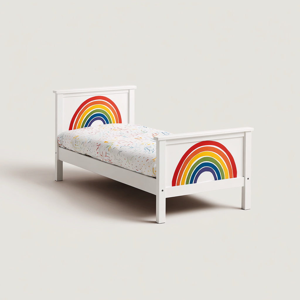 Letto per bambini in legno bianco-multicolore 198x98x102 cm - per camera da letto - design arcobaleno moderno