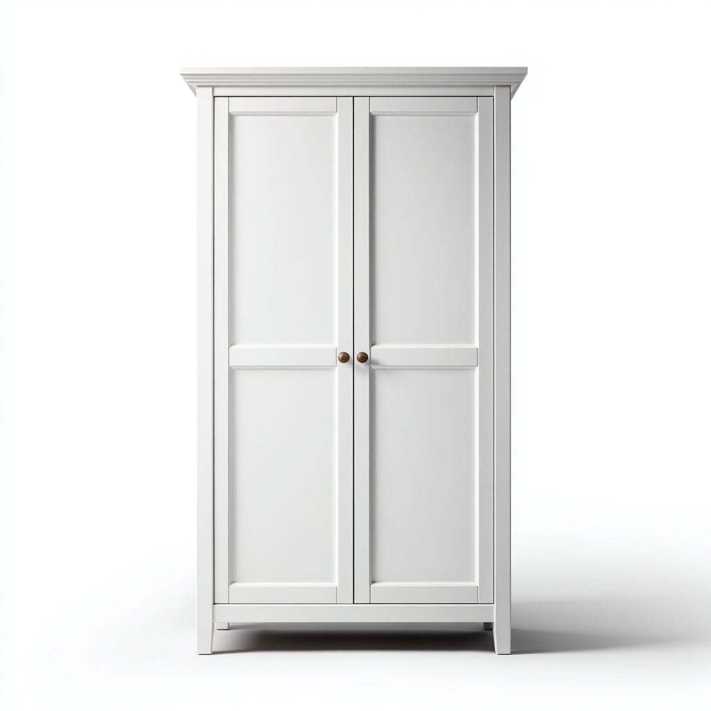 Armadio a battente in legno 90x50x185 cm per camera da letto - bianco - stile classico