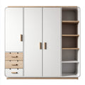 Armadio 3 ante con 3 cassetti 180x55x200 cm - legno chiaro - design moderno per camera da letto