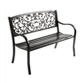 Panca da giardino in metallo nero 128x62x86 cm - per giardino - design decorativo classico