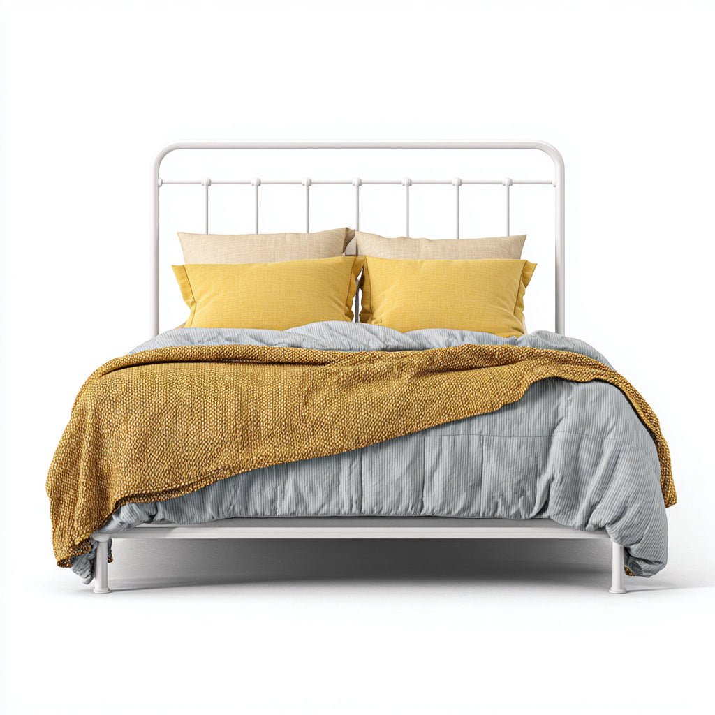 Letto matrimoniale in metallo 210x170x105 cm per camera da letto - bianco - stile moderno