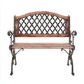 Panca da giardino in legno e metallo 122x54x82 cm - marrone e nero - adatte per giardino e terrazza