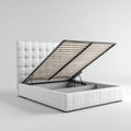 Letto matrimoniale contenitore in similpelle 215x180x105 cm per camera da letto - bianco - stile moderno