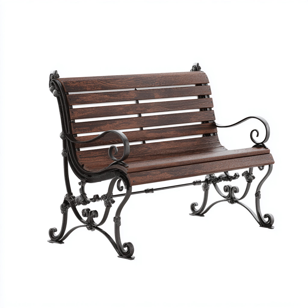 Panca da giardino in legno e metallo 125x55x78 cm - marrone e nero - adatte per giardino e terrazza