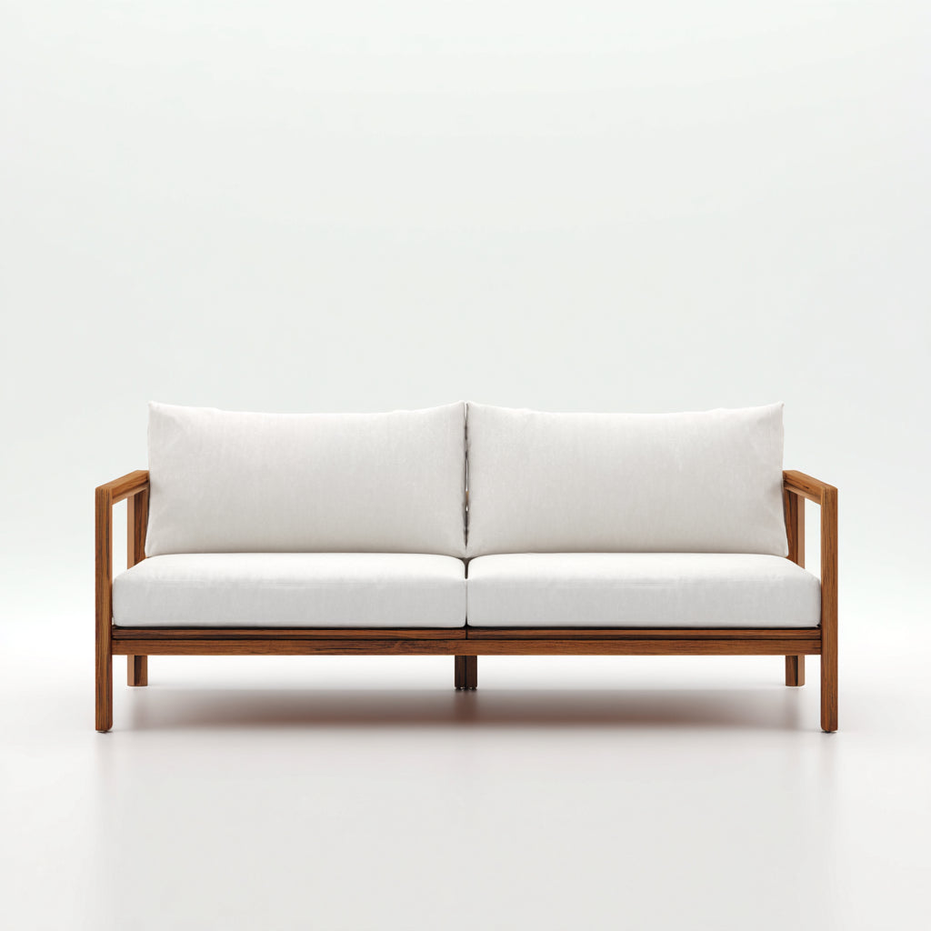 Divani da esterno in legno e tessuto 170x75x78 cm per giardino - bianco-marrone - stile moderno