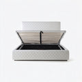 Letto matrimoniale contenitore in similpelle 215x180x105 cm per camera da letto - bianco - stile moderno