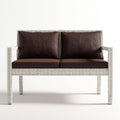 Divani da esterno in rattan sintetico 128x65x78 cm per uso esterno - bianco-marrone - design moderno