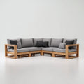 Divani da esterno in legno e tessuto 260x260x78 cm per giardino - grigio-marrone - stile moderno angolare
