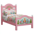 Letto per bambini in legno rosa-multicolore 205x105x125 cm - per camera da letto - design fiabesco moderno