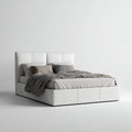 Letto matrimoniale in similpelle 215x180x100 cm per camera da letto - bianco - stile moderno