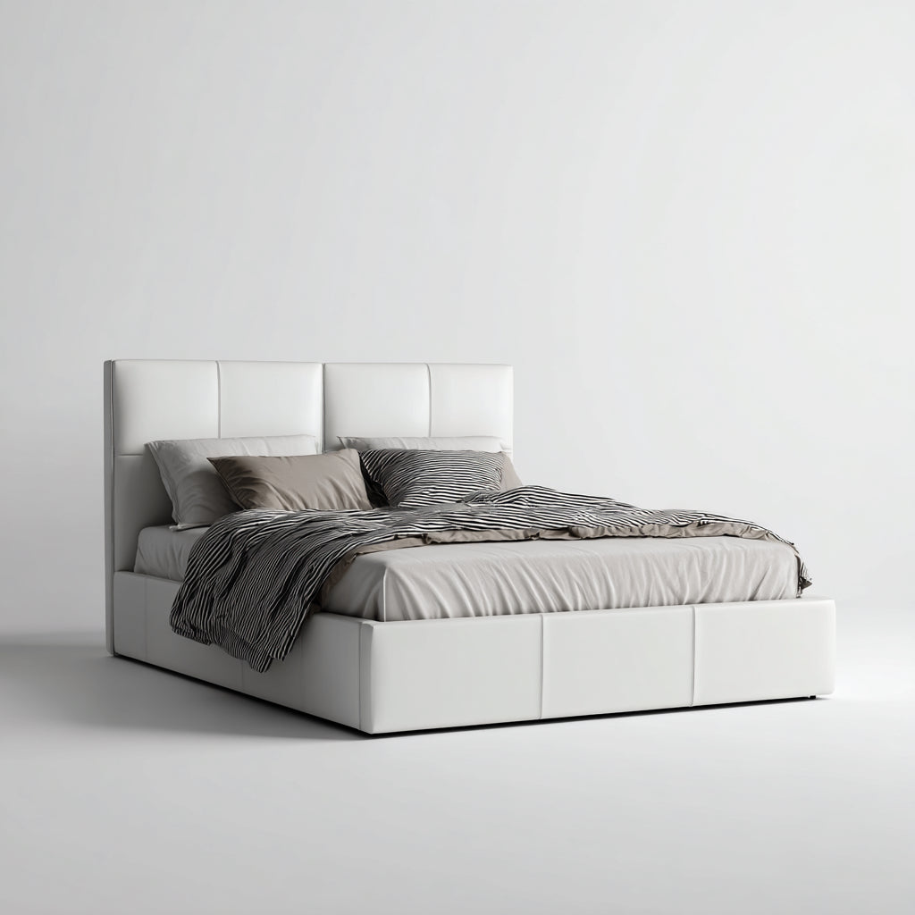 Letto matrimoniale in similpelle 215x180x100 cm per camera da letto - bianco - stile moderno