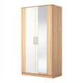 Armadio a battente in legno 100x50x190 cm per camera da letto - rovere-bianco - con specchio e stile moderno