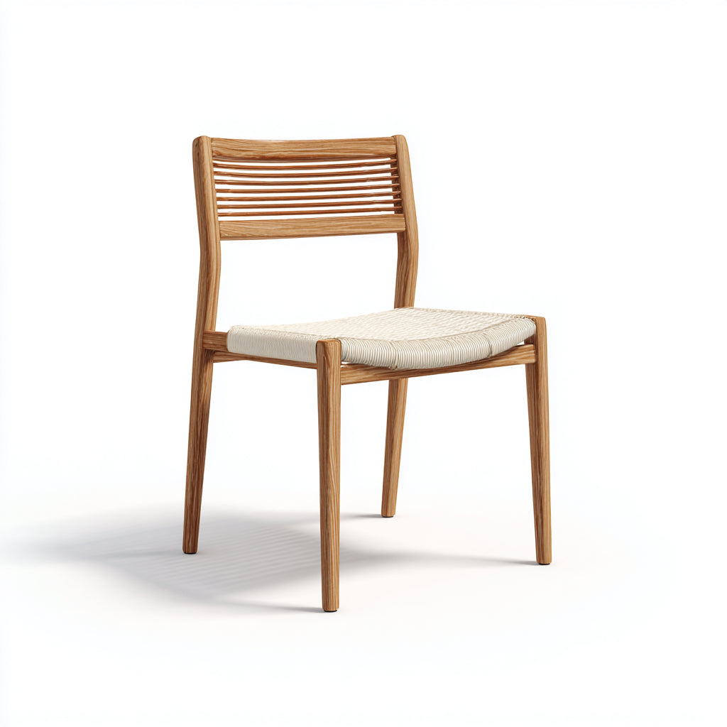 Sedie da giardino in legno e corda 47x53x84 cm per giardino - beige-marrone chiaro - design naturale a doghe